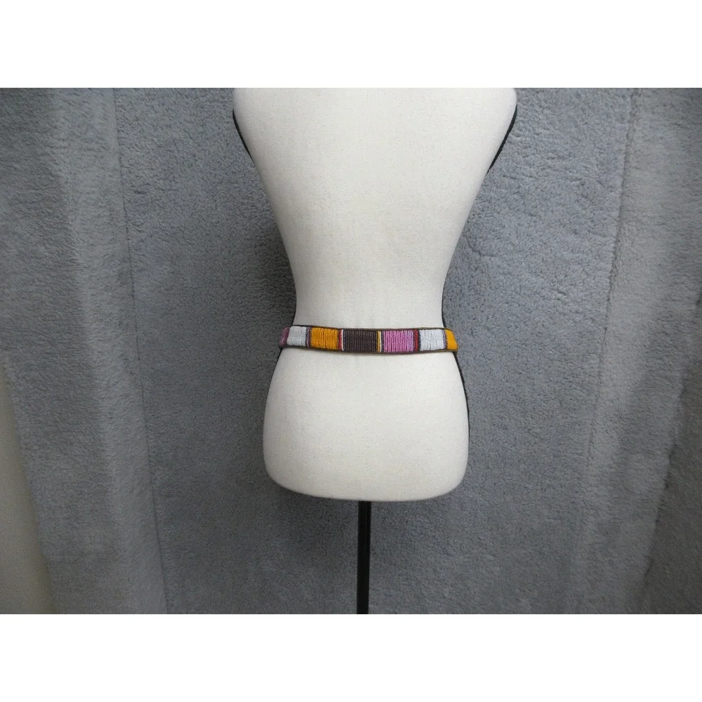 Beaded Leather Belt Women S Brown Multicolor Boho Western Ethnic Coast Artisan